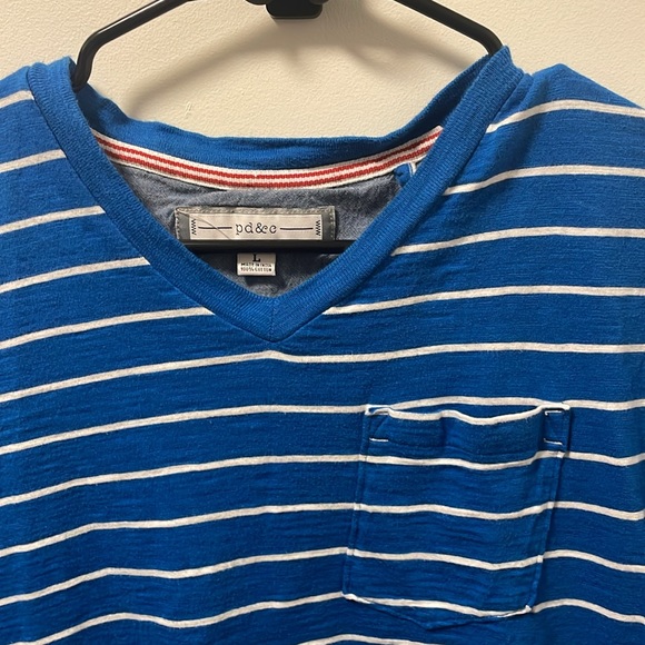 PD & C casual Striped Short Sleeved V Neck T Shirt - Picture 2 of 4